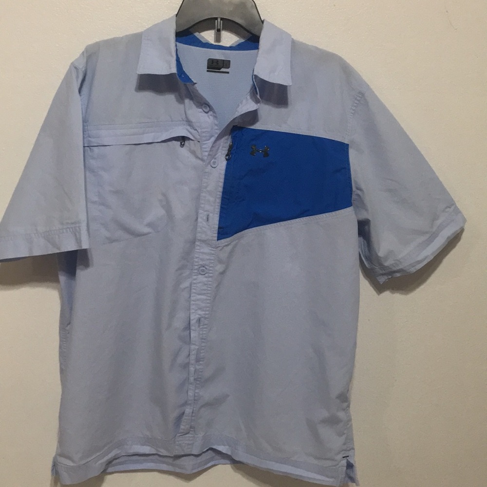 Under Armour Light Blue and Blue Casual Button Down Shirt